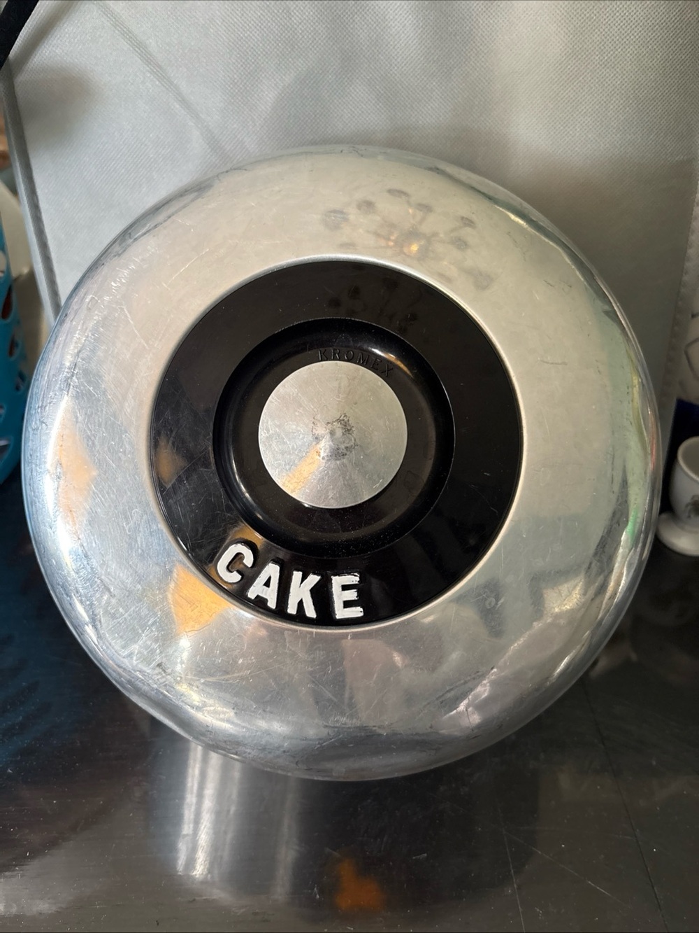 Kromex 1950s Round Metal Cake Storage Top